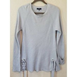 Kaari Tunic Sweater Grommet Side Ties Light Blue Size M